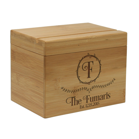 Custom Engraved Recipe Box, Personalized Recipe Box, "Fumaris"
