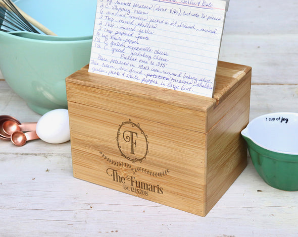 Custom Engraved Recipe Box, Personalized Recipe Box, "Fumaris"