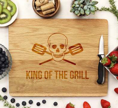 King of the Grill Skulls - Cutting Board