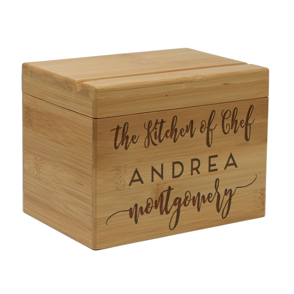Custom Engraved Recipe Box, Personalized Recipe Box, "Andrea Montgomery"