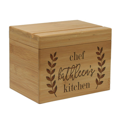 Custom Engraved Recipe Box, Personalized Recipe Box, "Chef Kathleen"