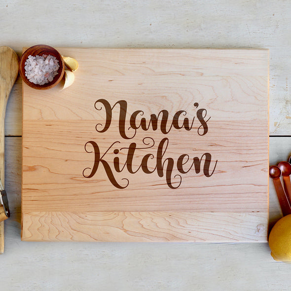 Custom Maple Cutting Board "Nana's Kitchen" Cursive