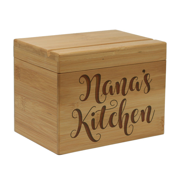 Custom Engraved Recipe Box, Personalized Recipe Box, "Nana's Kitchen"