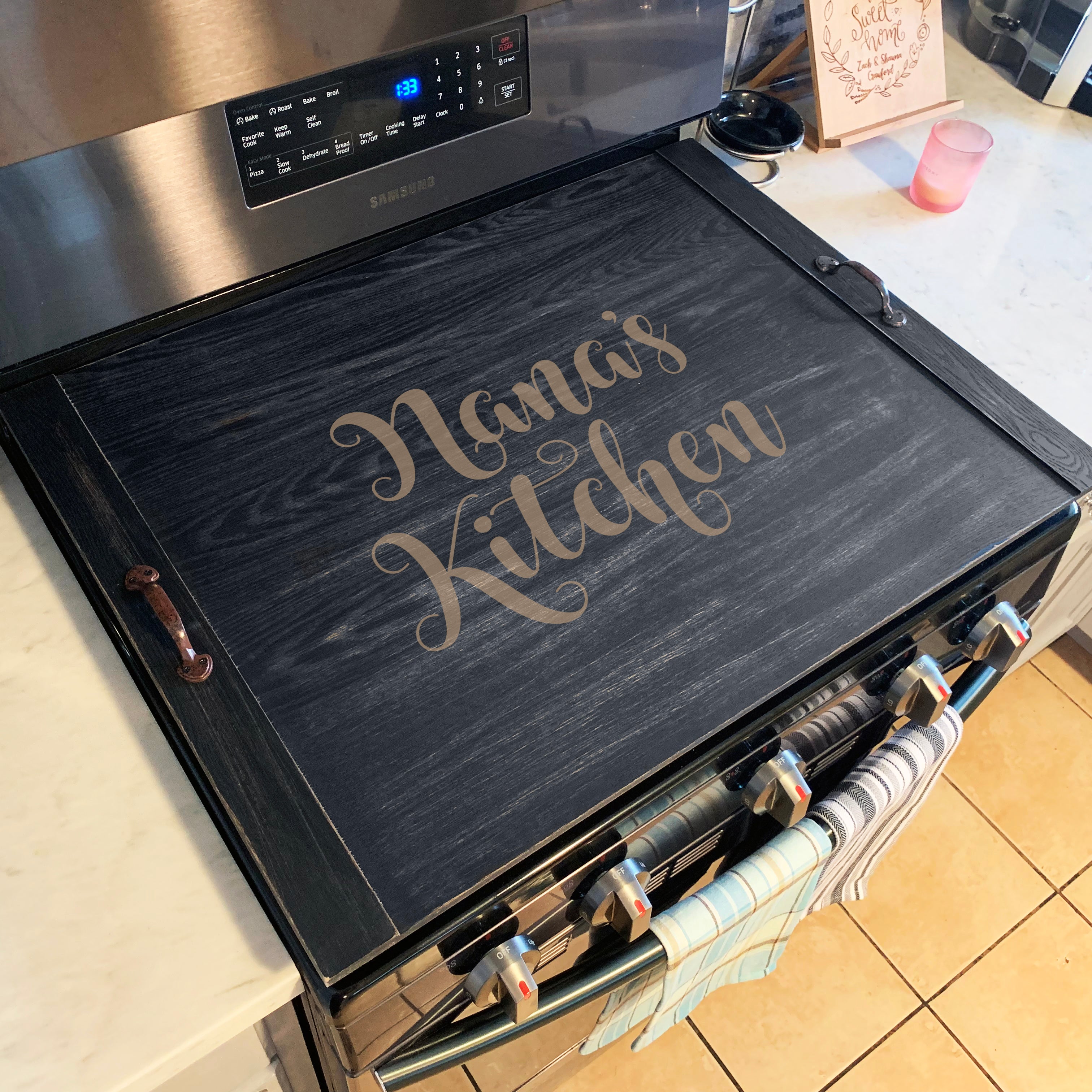 Personalized Stove Top Cover, Ottoman Tray, Custom Noodle board, Nana –  Stamp Out