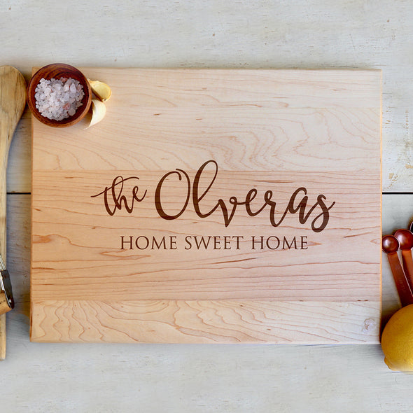 Customized Cutting Board, Personalized Family Cutting Board "the Olveras Home Sweet Home"