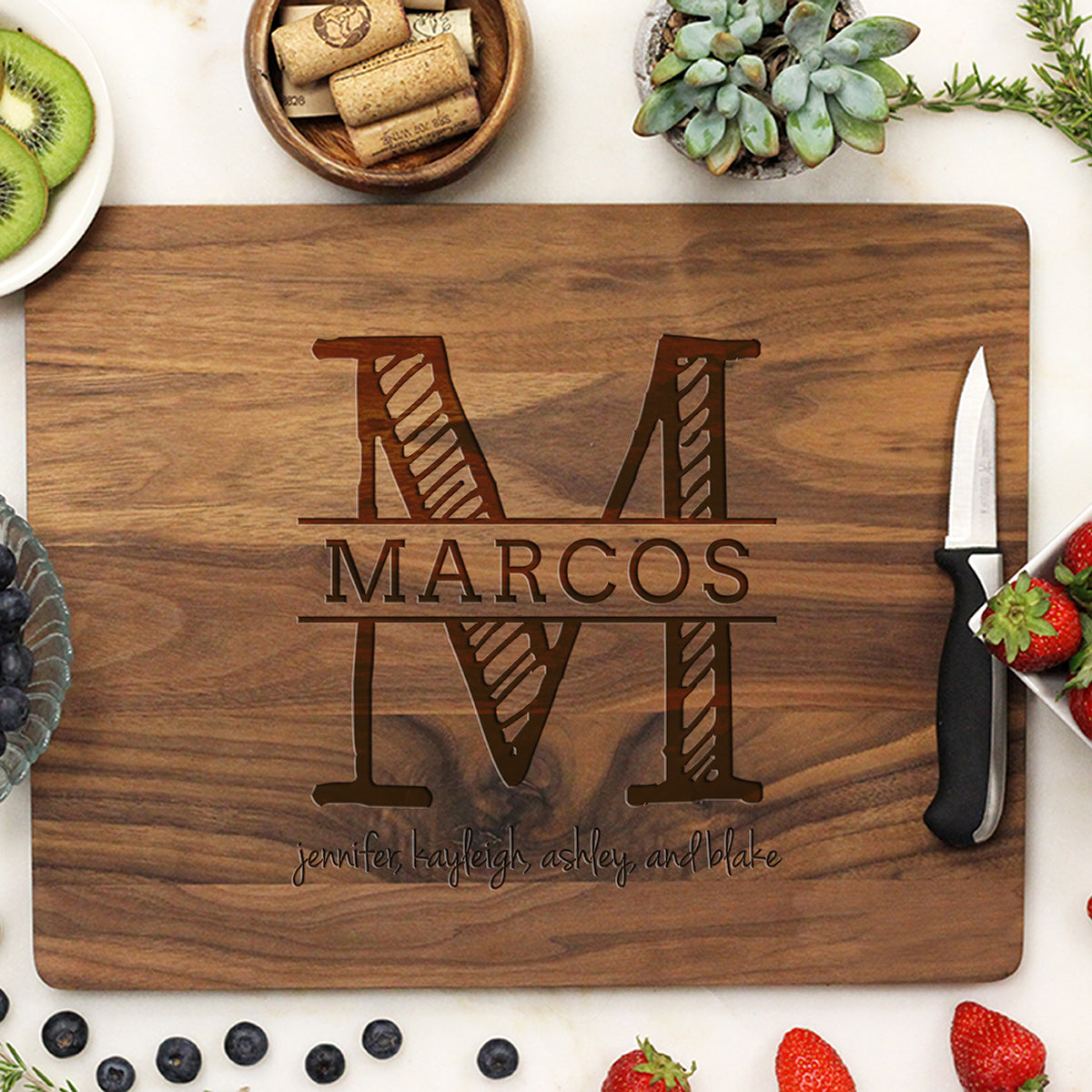 Personalized Family Monogram Bamboo Cutting Board