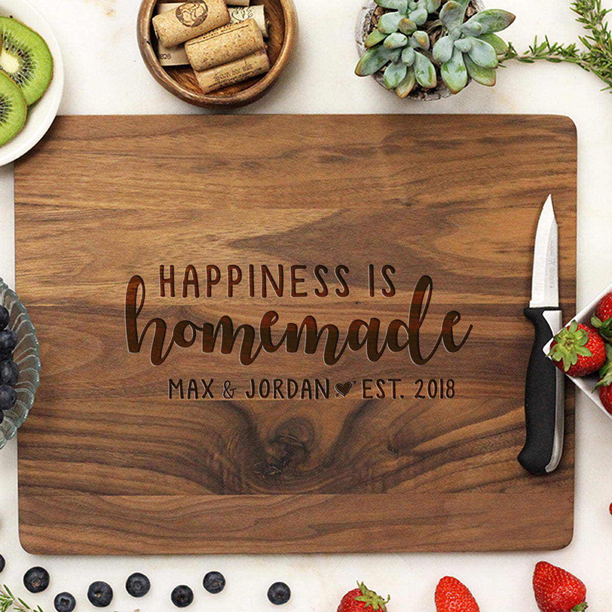 Personalized Happiness Is Homemade Cutting Board 