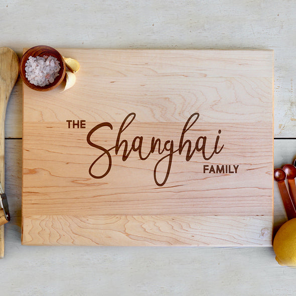 Custom Family Name Cutting Board, Personalized Family Cutting Board, "The Shanghai Family"