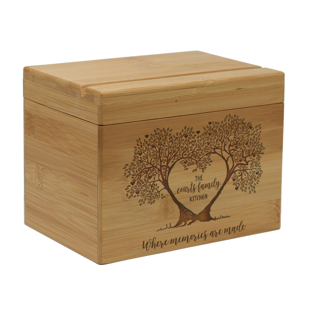 Custom Engraved Recipe Box, Personalized Recipe Box, Courts