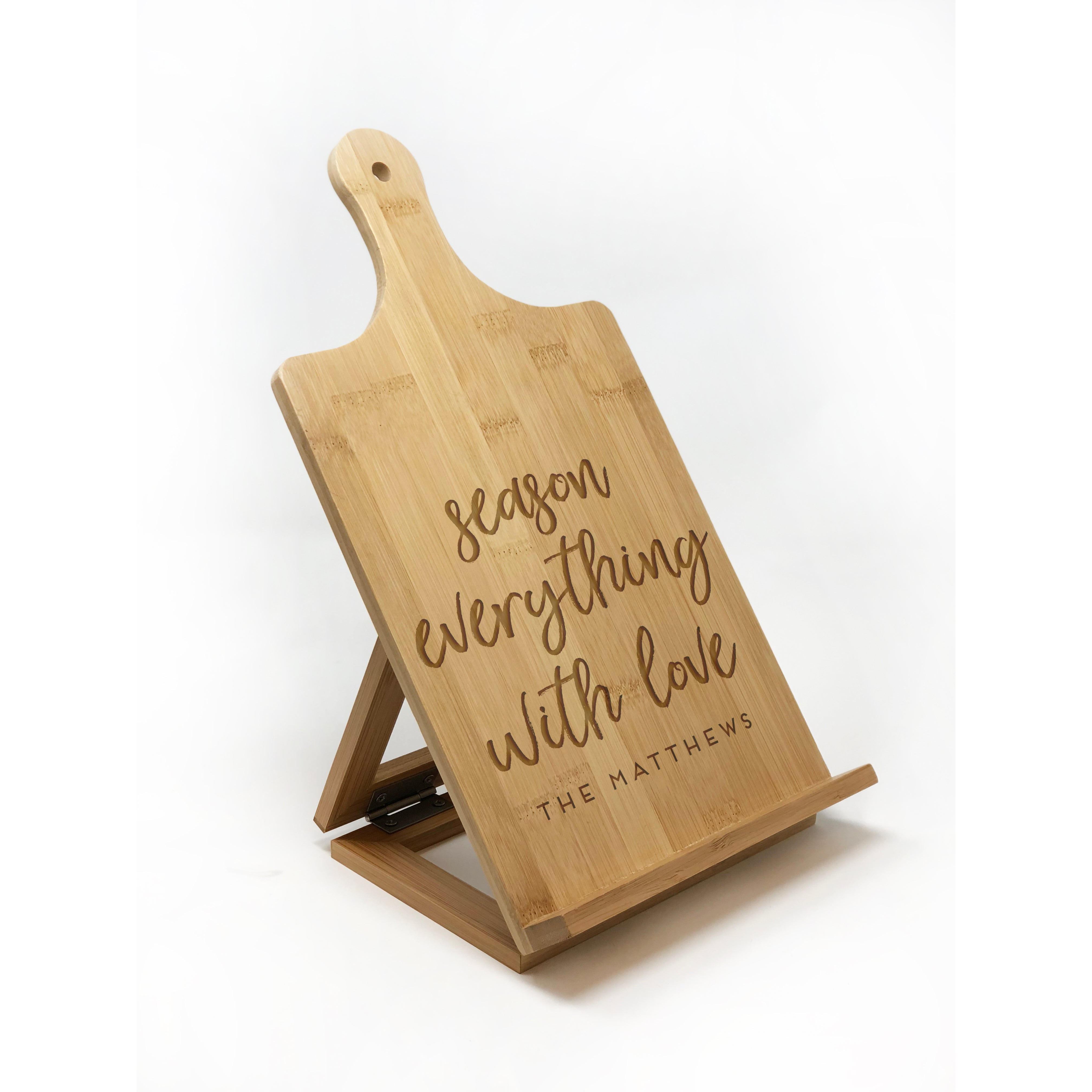 Personalized Cookbook Stand, Bamboo Standing Chef's Easel, Custom Kitchen  Gifts for Mom