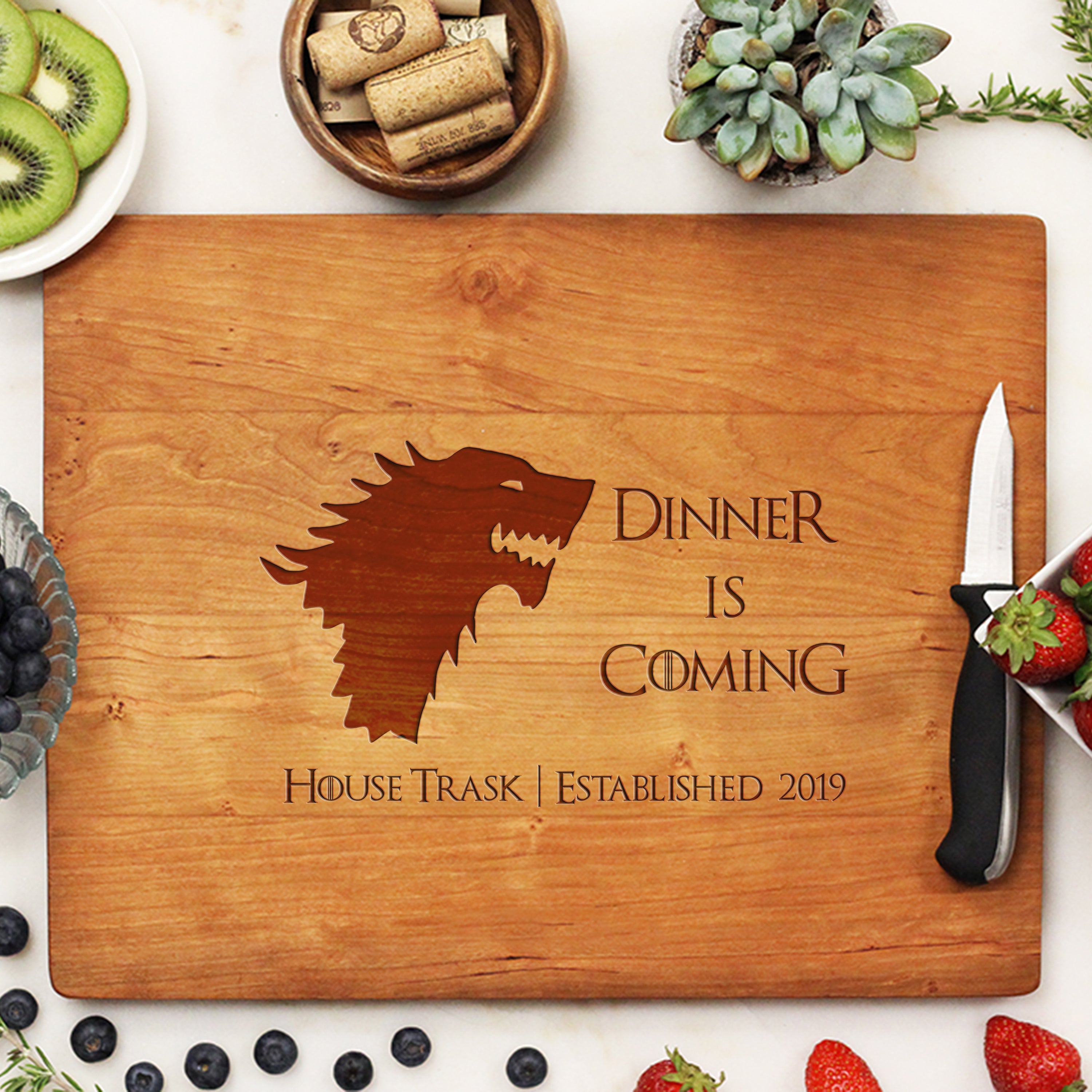 Dinner is Coming Cutting Board Game of Thrones Personalized Engraved Cutting Board Custom Cutting Board