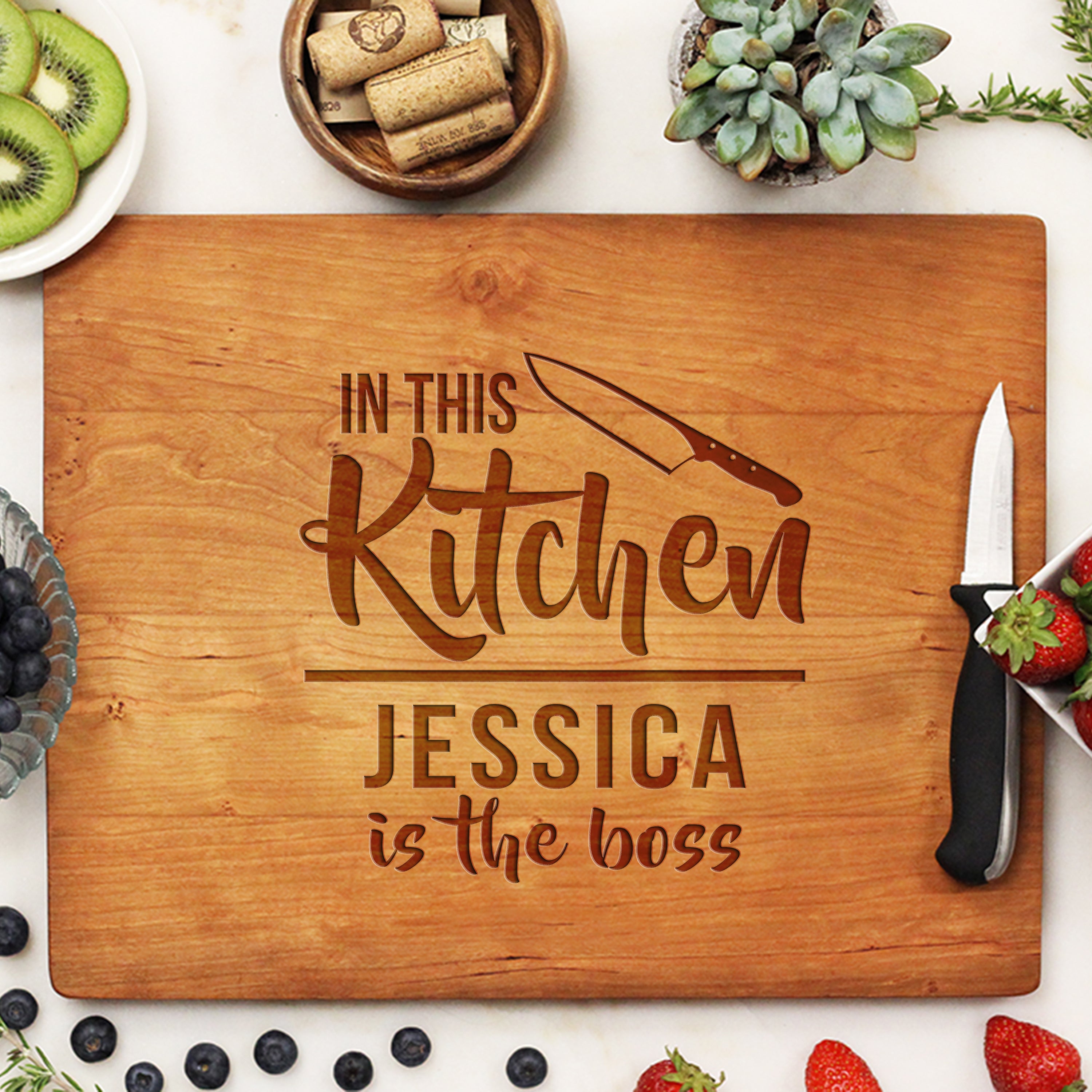 Personalized Kitchen Seasoned With Love Cutting Board Housewarming Chr–  Stocking Factory