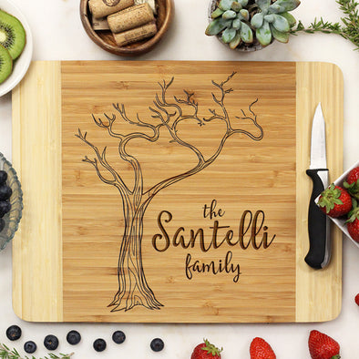 Custom Tree Cutting Board, Custom Engraved Cutting Board with Tree, Personalized Cutting Board "Santelli Family"