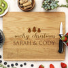 white oak christmas cutting board, custom engraved cutting board, personalized cutting board