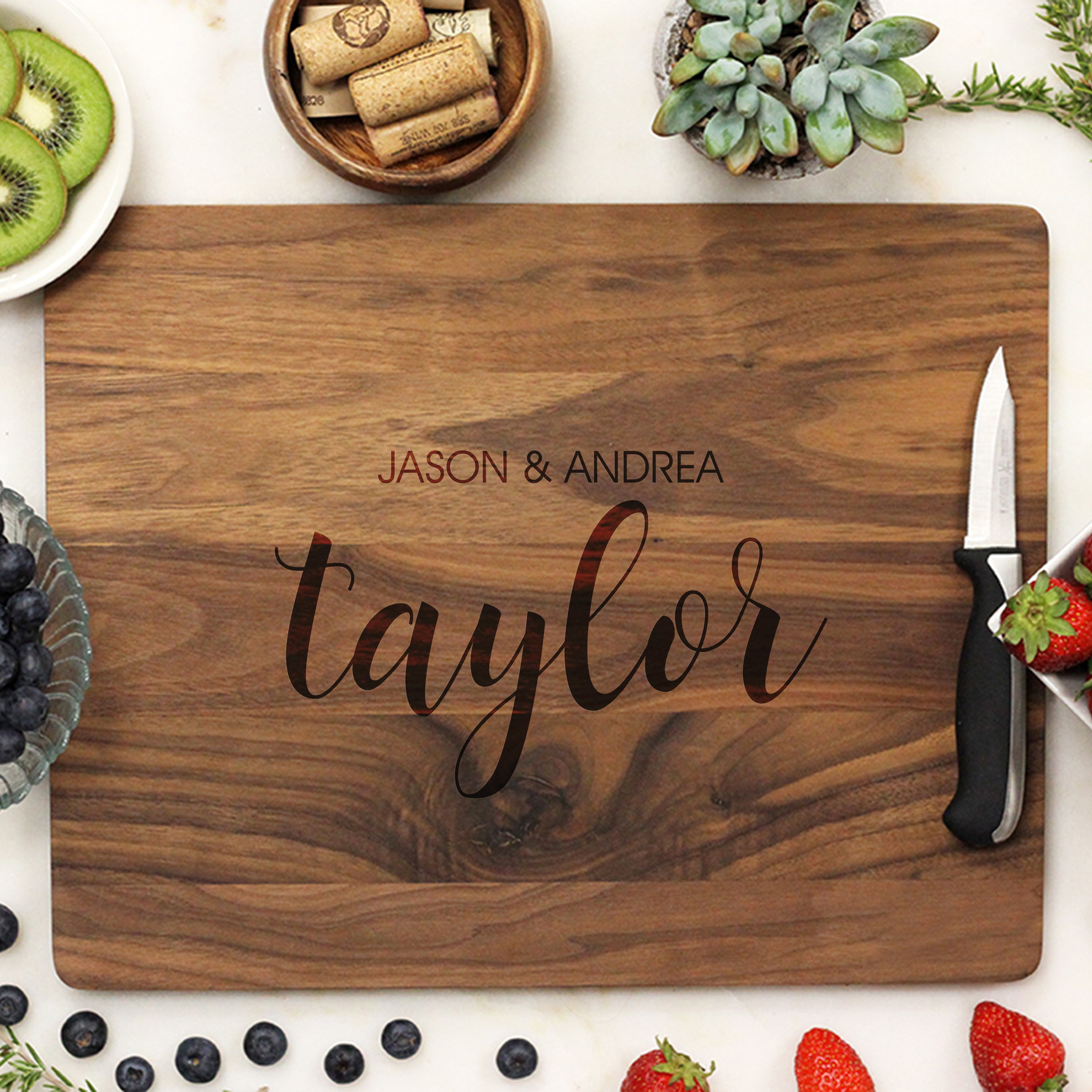 Cutting Board With Your Last Name In The Corner — Timeless Bridal  Accessories