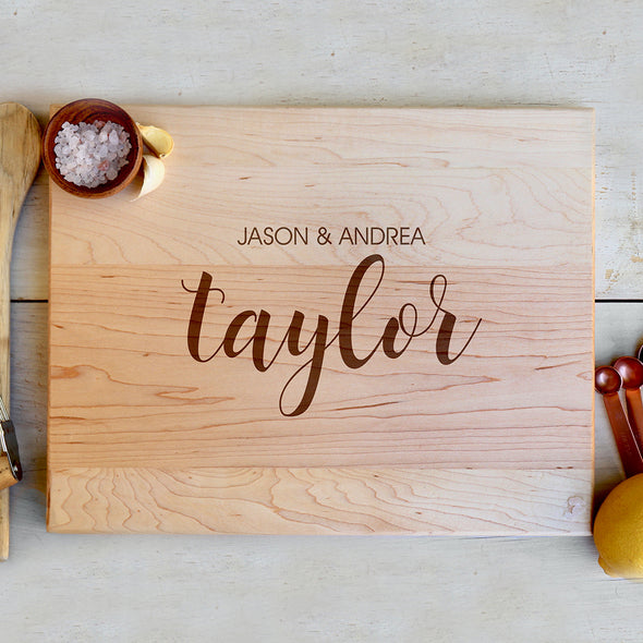First & Last Last Name Custom Cutting Board, Custom Engraved Cutting Board, Personalized Cutting Board "Jason & Andrea Taylor"