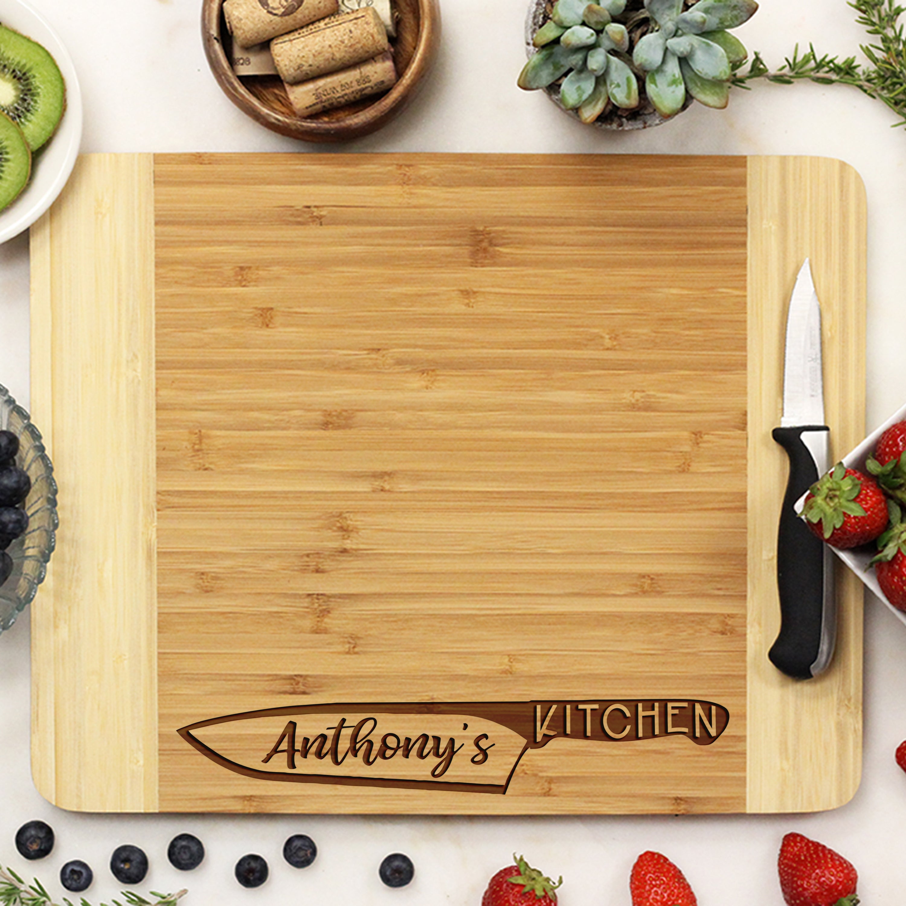 Personalized Custom Created Knife and Cutting Board Set