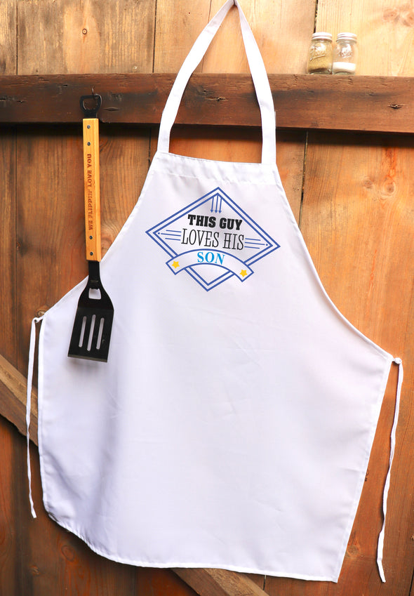 Chef Apron, Custom Apron, Personalized Apron "This Guy Loves His Son"
