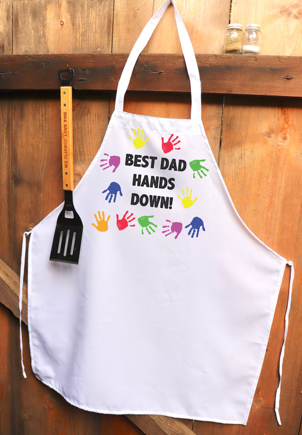 Chef Apron, Custom Apron, Personalized Apron "Best Dad Hands Down"