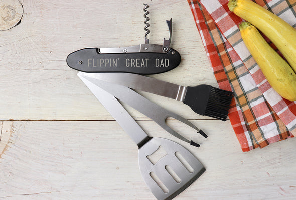 Barbecue Tool set, BBQ Tool Set, "Flippin' Great Dad" Personalized Gift for him