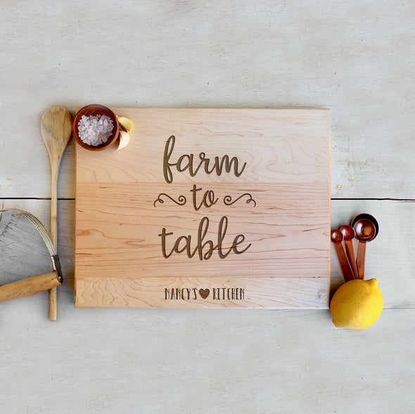 Custom Farmhouse Cutting Board "Farm to Table"
