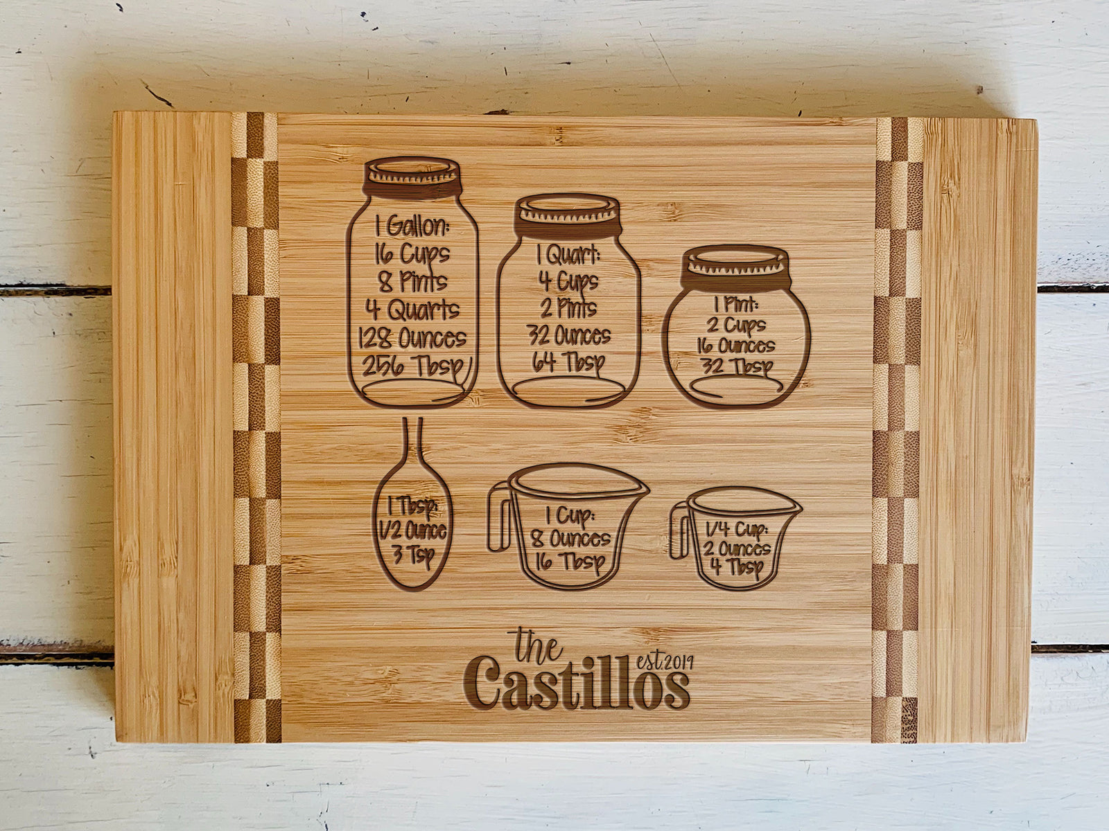 Custom Farmhouse Cutting Board The Castillos Measuring Cups – Stamp Out