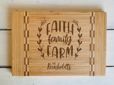 Custom Farmhouse Cutting Board "Faith Family Farm"