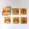 Engraved Bamboo Coaster Set "Video Game Controls"