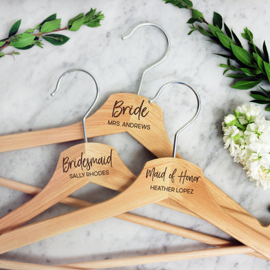 Personalized Wedding Hangers - Bride, Maid Of Honor, Bridesmaid