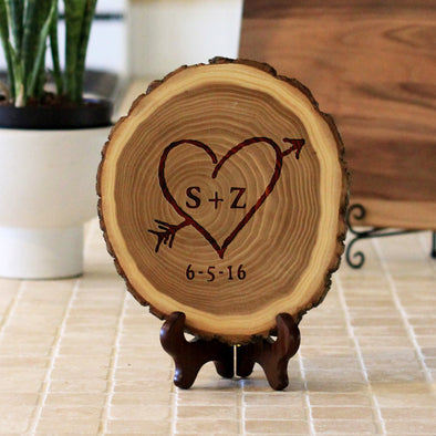 Wood Plaque "Heart Arrow SZ"