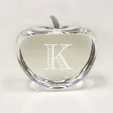 Crystal Paper Weight Apple - "Initial"