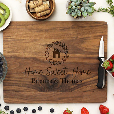 Home Sweet Home Custom Cutting Board, Personalized Home Sweet Home Cutting Board, Custom Cutting Board, "Home Sweet Home Brianna & Thomas"