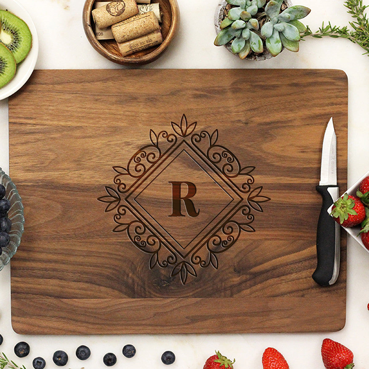 Personalized Extra Large Bamboo Cutting Board Monogram Letter in Circl –  Brew City Engraving