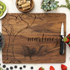 Custom Cutting Board with Tree & Bench, Personalized Wedding Gift, Anthony & Tricia Martinez