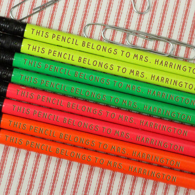 Engraved Pencil Packs - "Pencil Belongs to Mrs. Harrington"