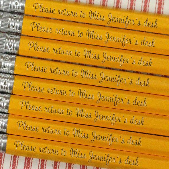 Engraved Pencil Packs - "Please Return to Miss Jennifer"