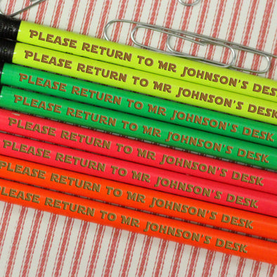 Engraved Pencil Packs - "Please Return to Mr. Johnson"