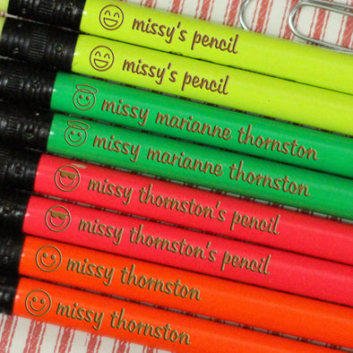 Engraved Pencil Packs - "Missy Smiley Faces"