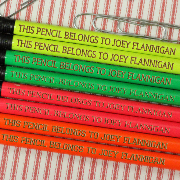 Engraved Pencil Packs - "Pencil Belongs to Joey"