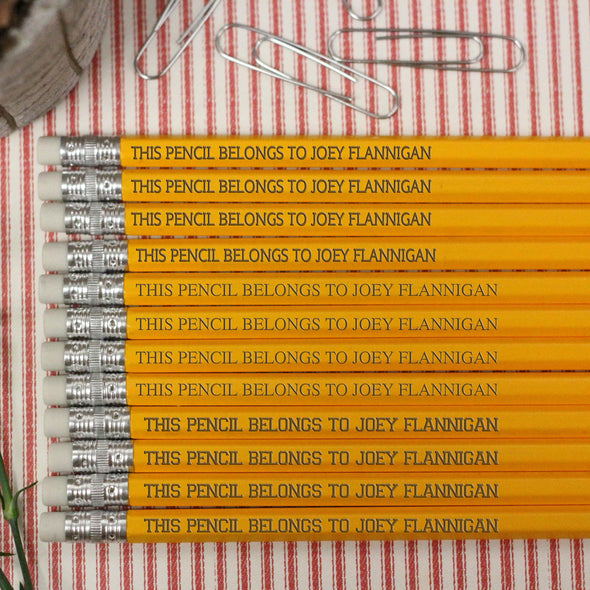 Engraved Pencil Packs - "Pencil Belongs to Joey"