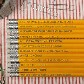 Game of Thrones Pencils, Pencils with Game of Thrones Quotes, Game of Thrones Quotes Set of 12