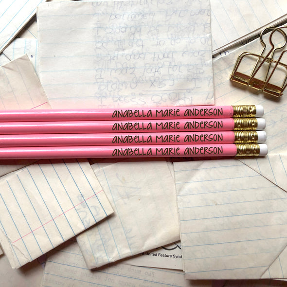 Personalized Pencils, Custom Pencils, Pink Name Pencils "Anabella Marie Anderson"