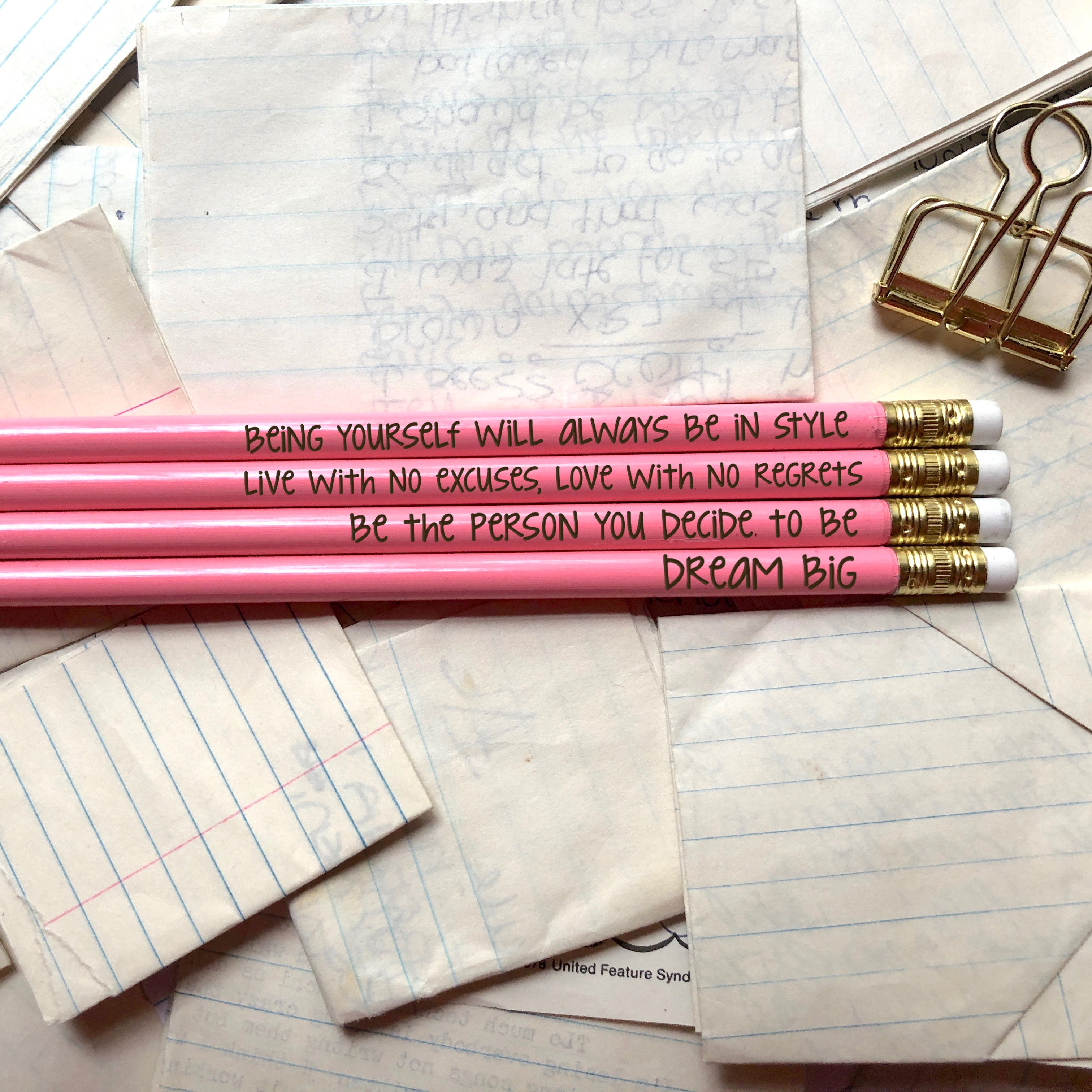 Positivity Pencils, Pink Inspirational Pencils, Fun Pencils – Stamp Out