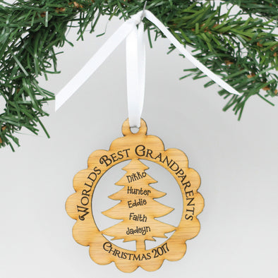 Personalized Engraved Ornament Worlds Best Grandparents