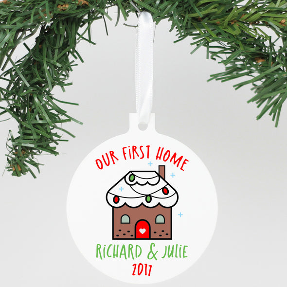 Personalized Aluminum Ornament - "Our First Home - Richard & Julie"