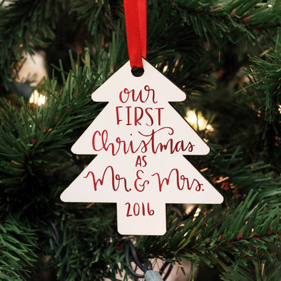 Personalized Wood Ornament - "Our First Christmas Tree"