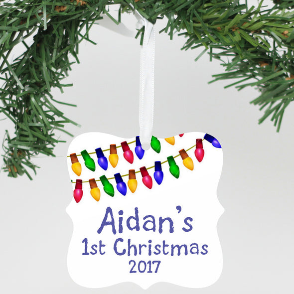 Personalized Aluminum Ornament - "First Name 1st Christmas"