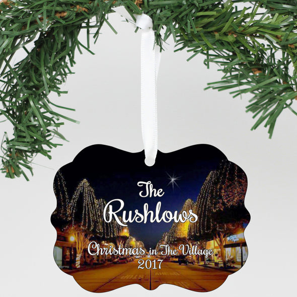 Personalized Aluminum Ornament - "Christmas In The Village"