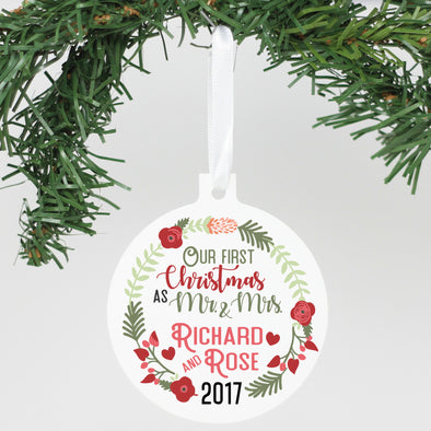 Personalized Aluminum Ornament - "Our First Christmas"