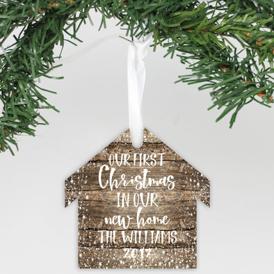 Personalized Wooden Ornament - "Our First Home"